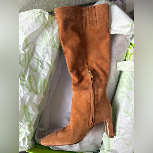 ✨BNIB Sam Edelman Sylvia Brown Suede Boots- Wide Calf 7.5 ✨🤎 - Picture 6 of 12